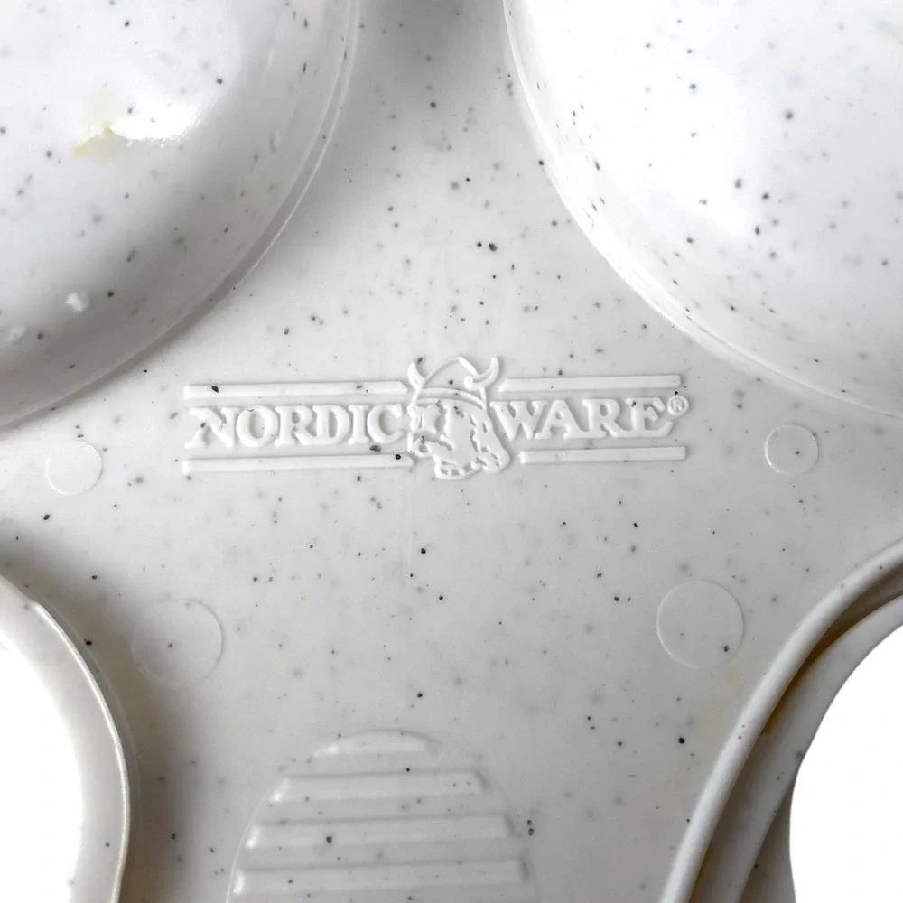 Nordic Ware Microwave Egg Poacher Dual Cavity Speckled White Dishwasher Safe USA